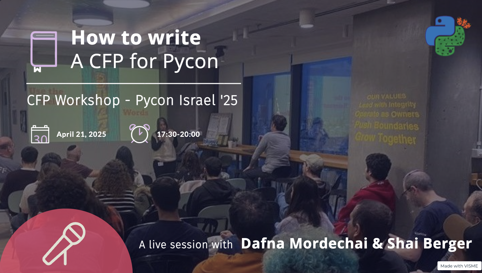 Image of 2023 cfp workshop, with text for timing and speakers